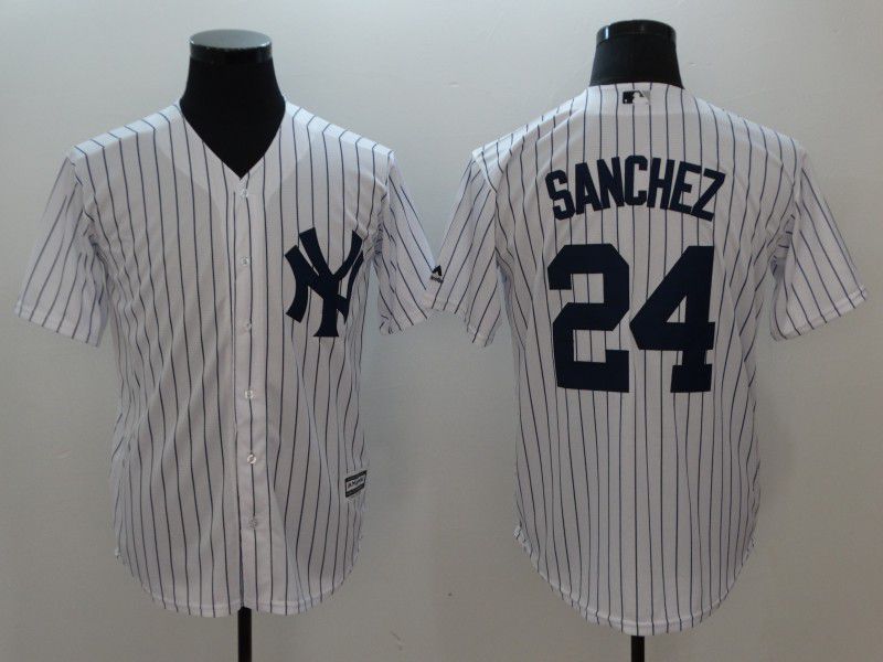 Men New York Yankees #24 Sanchez White stripes Game MLB Jerseys->new york yankees->MLB Jersey